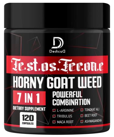7 in-1 Ultra Test Support with Tribulus Terrestris Horny Goat Weed L-Arginine Maca Root Tongkat Ali Beet Root - Energy Workout Muscle Strength Support 120 Capsules 120 Count (Pack of 1)
