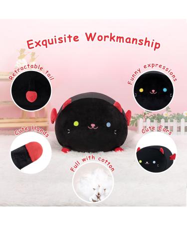 Mewaii Black Devil Cat Plush Pillow 16'' - Soft Stuffed Animal Squishy Toy for Adults, Girls, Boys - Fluffy Cuddle Plushie (16in/40cm) - Buy Online on GoSupps.com
