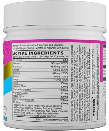 Naughty Boy Hydration Mix with Over 2400mg of Electrolytes Added Creatine Taurine Super Reds- 255g/30 Servings (30 Servings Candy Bubblegum) Candy Bubblegum 30 servings - Buy Online on GoSupps.com
