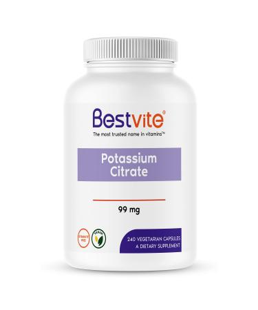 Bestvite Potassium Citrate 99mg (240 Vegetarian Capsules) - No Stearates - Vegan - Gluten Free - Non GMO 240 Count (Pack of 1) - Buy Online on GoSupps.com