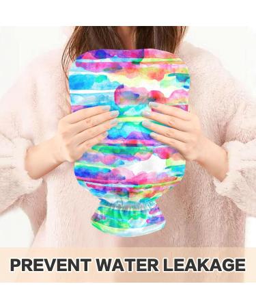 NAANLE Hot Water Bottle with Watercolor Strips | 1L Thermal Relief | Handheld Warmers for Pain & Cold Therapy | Convenient Cover & Transparent Bag - Buy Online on GoSupps.com