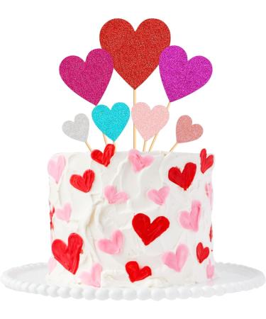 35 pcs Glitter Red Heart Cake Toppers Picks for Sweet Love Theme Wedding Engagement Valentine's Day Bridal Shower Mother's Day Party Cake Decors(Multi Color) - Buy Online on GoSupps.com