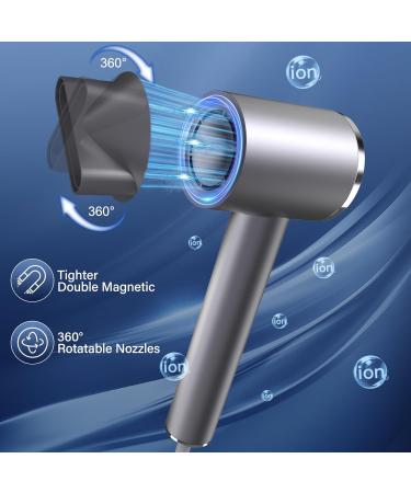 Hair Dryer with Diffuser 110000 RPM High-Speed Blow Dryer for Fast Dry Ionic Professional Hair dryers with Magnetic Nozzle&LED Display Portable Travel Hair Dryer for Women Home Salon-Blue - Buy Online on GoSupps.com