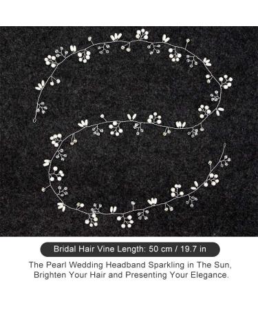 50cm Wedding Hair Jewelry | Vintage Silver Floral Headdress & Pearl Hair Band for Brides - Buy Online on GoSupps.com