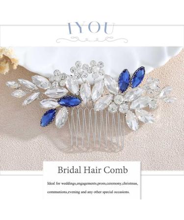 IYOU Crystal Bridal Hair Comb Blue Wedding Side Combs Sparkly Rhinestone Headpiece Prom Bride Bridesmaid Hair Accessories for Women - Buy Online on GoSupps.com