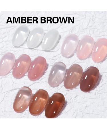 AILLSA Milky White Gel Nail Polish Set Nude Sheer Pink Brown Gel Polish with Base and Top Coat Jelly Natural Neutral Nail Polish Gel Soak Off U V Starter Kit Gift DIY Manicure at Home A2-amber Brown - Buy Online on GoSupps.com
