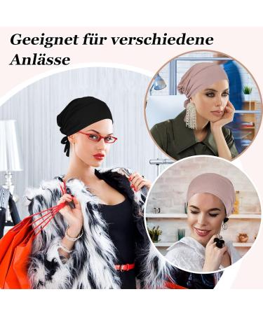 2 Pack Women s Turban Hijab Cap - Classic Slouch Beanie with Tie Back - Islamic Muslim Headscarf for Chemo & Sleeping - Solid Black & Khaki - Buy Online on GoSupps.com