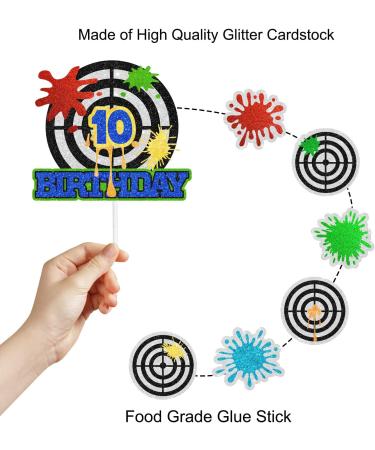 Paintball Shooting Happy birthday Cake Topper - for paint splats party paintball game party splash Bundle Paint Splats decoration - SugarGera (10) - Buy Online on GoSupps.com