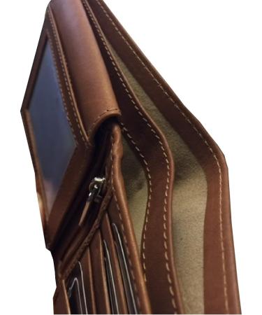 BMF Men's Original Bi-fold Embroidered Brown Genuine Leather Wallet - Tall Version in Brown - Buy Online on GoSupps.com