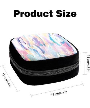 GIAPB Period Bag - Art Colorful Feather Design - Sanitary Napkin Storage & Makeup Pouch - Buy Online on GoSupps.com