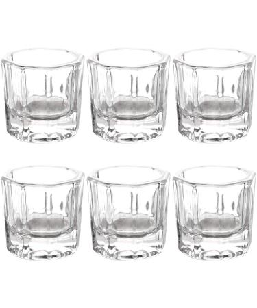 Herbests 6 pieces of dappen glass for nail art clear nail art cup of glass shell nail art acrylic liquid powder container glass dappen dappensche nail glass shell manicure care tools