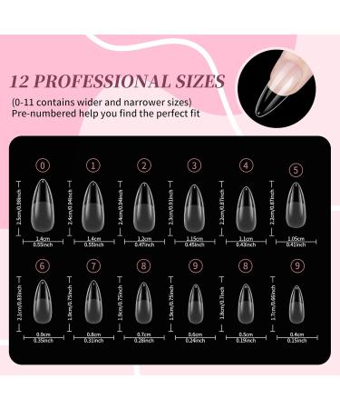EARLMONI 432 pieces Almond Nail Tips - Full Coverage Soft Gel Nail Tips Set Prepolished Artificial Nail Tips Set with Glue Nail File Cuticle Pusher 12 Sizes Medium Almond Nail Tips - Buy Online on GoSupps.com