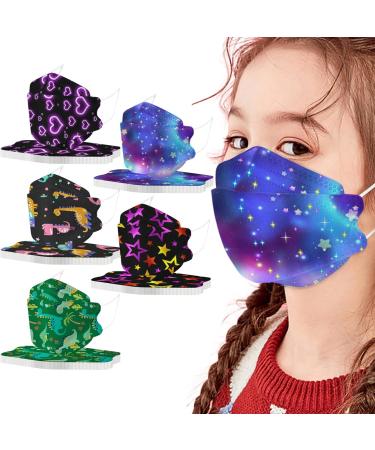50 Pack Colorful Children's Face Masks - Fish Design 3D Protection Breathable 4-Layer Mouth & Nose Shield for Boys & Girls - Buy Online on GoSupps.com