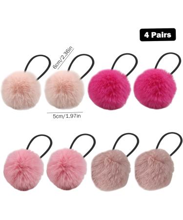 4 Pairs Fur Hair Bobbles for Girls Cute Hair Ties with Fur Ball Elastic Ponytail Holders Hair Band for Girls Hair Accessories - Buy Online on GoSupps.com