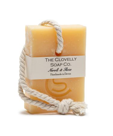 Clovelly Soap Co Naturna Handmade Soap on a rope Bar (Neroli Rose 100g) For all skin types.