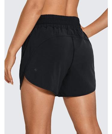 CRZ YOGA Women's 5'' Elastic Mid Waisted Running Shorts with Zip Pocket - Medium Black - Buy Online on GoSupps.com