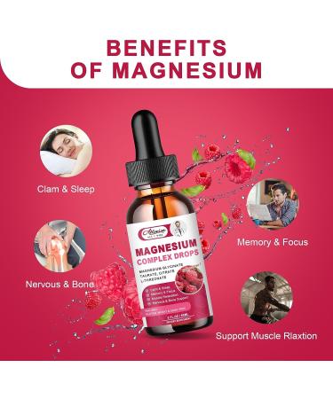 Magnesium Glycinate 500mg Drops Supplement - High Absorption Liquid Blend for Muscles, Sleep, Calm & Energy - 1000mg Magnesium Citrate, Taurate, L-threonate - Buy Online on GoSupps.com