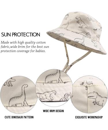 XIAOHAWANG Baby Boy Dinosaur Bucket Hat - Summer Infant Toddler Beach Cap 1-2 Years (White) - Buy Online on GoSupps.com