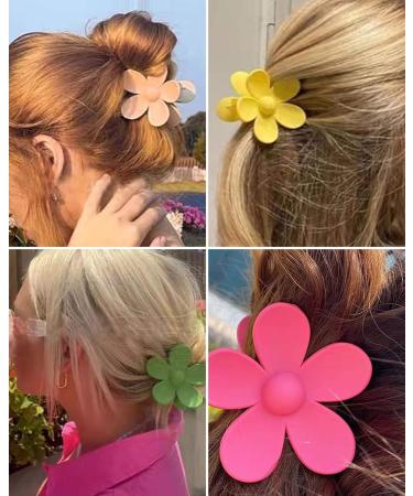 Gmdrounz Flower Claw Hair Clips - 12 Pc Large Matte Jaw Clips for Thick Hair - Non-Slip Strong Hold Barrettes for Women & Girls - Trendy & Cute Accessories - Buy Online on GoSupps.com