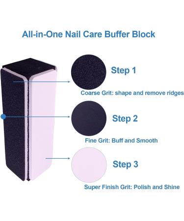 Nail Buffer Block (4 Pack) - All-in-One Nail Smoother & Polisher for Natural and Acrylic Nails - 120/600/3000 Grit Buffing Blocks - Buy Online on GoSupps.com