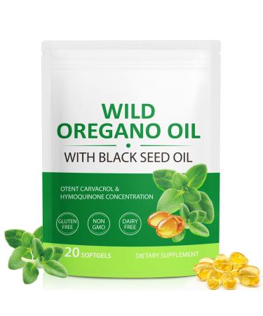 XQDCICQU Oil of Oregano Softgels 120 Count 2 in 1 6000mg Oil of Oregano with Black Seed Oil 200mg Non-GMO Gluten Free