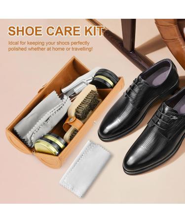 9 Piece Shoe Polish & Care Kit Leather Shoe Shine Kit with Black&Transparent Wax Cleaning Shine Care Barrel Set With Shoehorn Wooden Applicator Cloth Soft Horsehair Brushes for Shoe Polishing - Buy Online on GoSupps.com