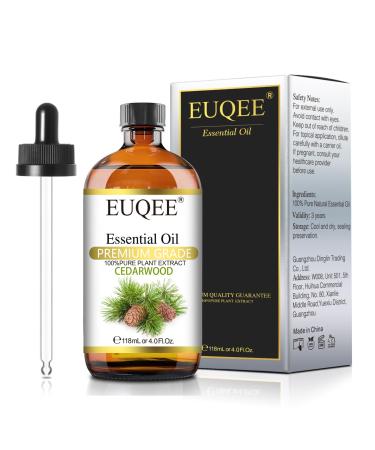 EUQEE Cedarwood Essential Oil 118ml Pure Natural Cedarwood Oil Diffuser Oil Essential Oils for Diffusers for Home Aromatherapy Relax Cedarwood 118.00 ml (Pack of 1)