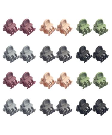 FVVMEED 24 Pieces Simple Matte Texture Mini Hair Clips Small Plastic Claw Barrette Grip Clamps Pins Updo Decorative Bun Topknot Bangs Braids Twist Clip Accessories for Kids Baby Girl Thin Thick Hair