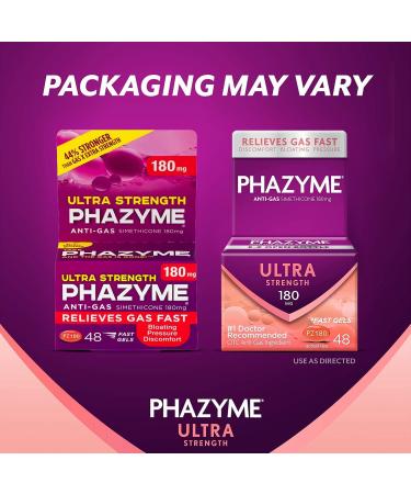Phazyme Ultra Strength Anti-Gas Softgels (96 Count, 180 mg) - Pack of 2 - Buy Online on GoSupps.com