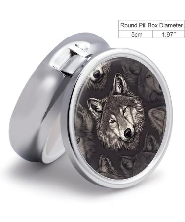 Round Wolf Head Pill Box - 3 Compartment Metal Organizer | Decorative Portable Pill Case - Buy Online on GoSupps.com