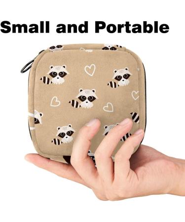 Shop Cute Women's Napkin Storage Bags - Animal Washbear & Heart Patterns | Portable Menstrual Cup & Bandage Storage for First Period - Buy Online on GoSupps.com