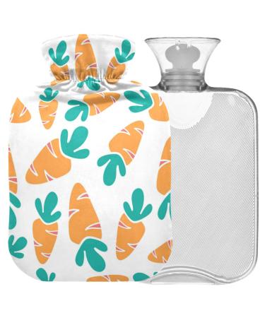 Naanle carrot hot water bottle with reference transparent hot water bottle 2l large warm stem bag for pain relief hot and cold therapy bed hand feet warmer