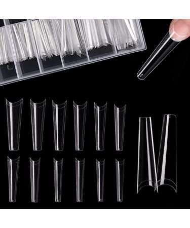 120 pieces wrong nails tips extra long clear nail tips acrylic half cover French fake nail tips for nail studios diy clear coffee - Buy Online on GoSupps.com