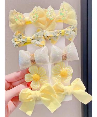 10pcs Flower Yellow Bow Hair Clips Yellow Bow Alligator Hair Clips Flower Hair Bows Hair Accessories Hair Clip Baby Hair Clip For Birthday Wedding Party