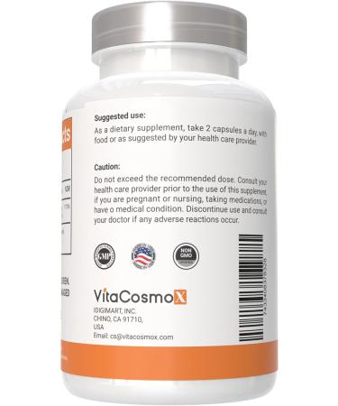 VitaCosmoX Liposomal Vitamin C Supplement 1700mg 120 Capsules 100% Vegetarian Non-GMO & Gluten Free High Absorption - Buy Online on GoSupps.com