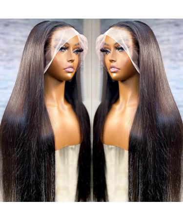 24 13x6 HD Straight Lace Front Human Hair Wig for Black Women - Pre Plucked, Transparent Lace, 150% Density, Natural Color - Buy Online on GoSupps.com