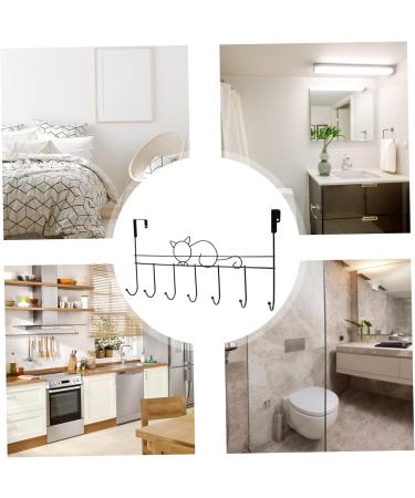 STOBAZA Wrought Iron Door Hook Bathroom Door Towel Rack Hat Storage Rack Door Back Clothing Organizer Metal 41.5X23X5CM Black - Buy Online on GoSupps.com