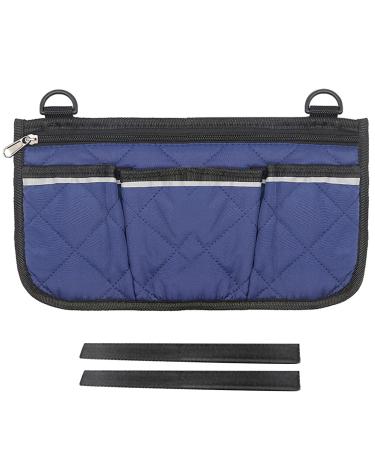 Osdhezcn Walking Frame Storage Pouches Geometric Square Wheelchair Bag Armrest Side Bags for Senior and Disabled Navy Blue