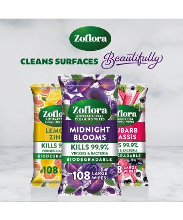 Zoflora Midnight Blooms Antibacterial Multi-surface Cleaning Wipes - 108 Large Wipes for Quick and Convenient Cleaning - Buy Online on GoSupps.com