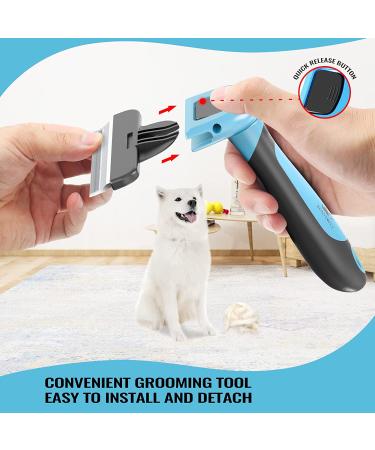 Bonve Pet Deshedding Tool - Dog & Cat Grooming Brush for Shedding - Reduces Hair by Up to 95% - Blue - Buy Online on GoSupps.com