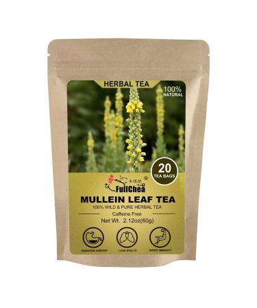 FullChea - Mullein Leaf Tea Bags, 20 Teabags, 3g/bag - Natural Mullein Tea Bags For Lungs - Non-GMO - Caffeine-free - Natural Healthy Herbal Tea For Detox & Respiratory Support