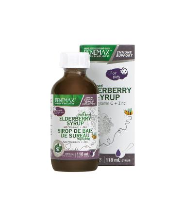 Benemax Elderberry & Zinc Syrup for Kids! A Plant-Based Doctor Formulated Cold & Flu Support. Immune Support Antioxidant Formula. Made with High Potency Vitamin C and Zinc. Immune support for the Whole Family. 118mL 60 Day Supply.