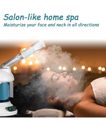 Nano Ionic Facial Steamer - DenniesCare Hot Mist Mini Spa with 360 Rotatable Sprayer in Blue White for Personal Use at Home or Salon - Buy Online on GoSupps.com