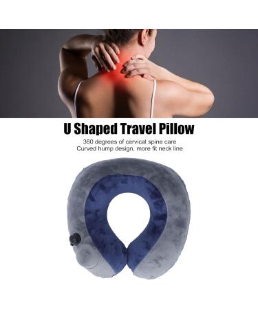 Cyllde Self-Bladable Travel Cushion | U-Shaped Neck Support | Dark Blue & Gray | Portable & Comfortable for Sleeping | International Shipping - Buy Online on GoSupps.com