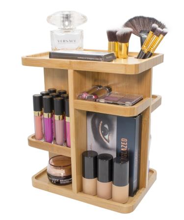 Sorbus 360 Bamboo Cosmetic Organizer, Multi-Function Storage Carousel for Makeup, Toiletries, and More  Great for Vanity, Desk, Bathroom, Bedroom, Closet, Kitchen (Bamboo)