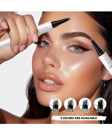 2024 New Magical Precise Waterproof Brow Pen - 4 Tip Eyebrow Pencil Contouring Pen 3D Waterproof Microblading Eyebrow Pencil Natural Looking Long-Lasting Fine Stroke Magic Eyebrow Pencil (Light Brown) - Buy Online on GoSupps.com