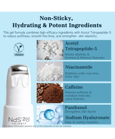 Re.SPN Peptide Firming Roller Eye Serum For Puffy Eyes Wrinkles & Dark Circles Cooling Gua Sha Metal Applicator with Niacinamide Vegan K-Beauty (0.67 fl oz) Clear(Peptide) - Buy Online on GoSupps.com