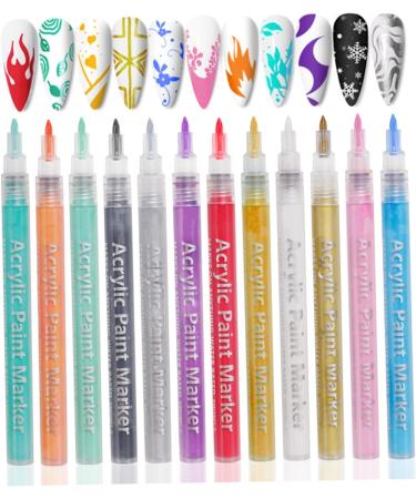 Nail Polish Pens 12Pcs/Set Nail Art Pens 12 Colors Quick Dry Nail Art Paint Smooth Graffiti Dotting Pen Waterproof Drawing Painting Nail Polish Design Pens - Buy Online on GoSupps.com
