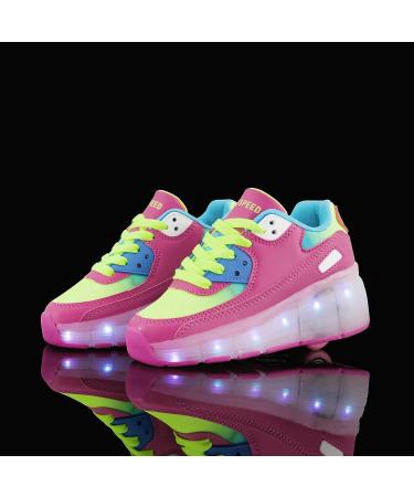 SDSPEED 7 Colors LED Rechargeable Kids Roller Skate Shoes - Pinksky 3.5 Big Kid - Buy Online on GoSupps.com
