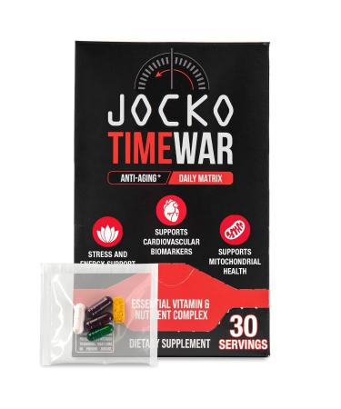 Jocko Fuel TIME WAR - Multivitamin for Men & Women. NAD Supplement for Healthy Aging Heart Bone & Eye Health. Essential Vitamins and Minerals Supports Stress Relief + Energy Levels - 30 Day Supply